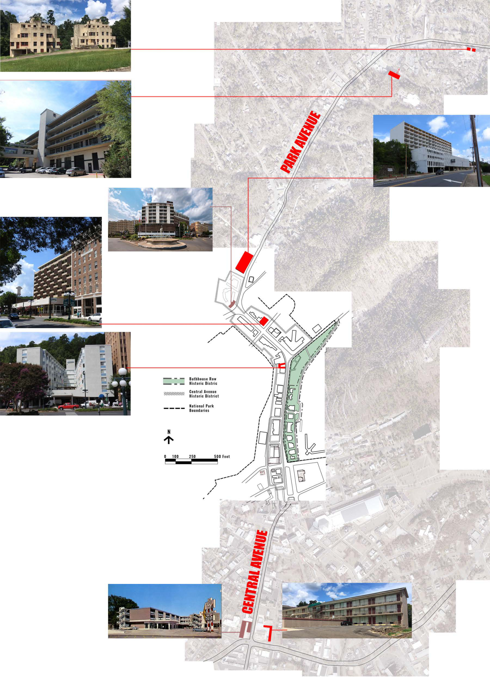 Map of modernist hotels in Hot Springs